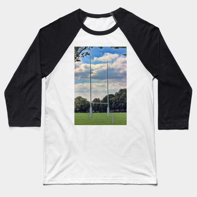 Rugby goal post at Rugby School Baseball T-Shirt by avrilharris